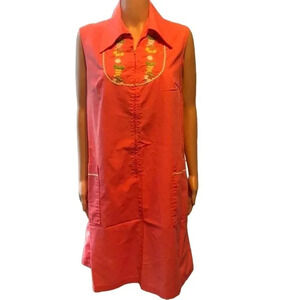 VTG Floral 70s Go-In’s By Danville Full Zip Beachy Women Midi Dress Size M 14/16